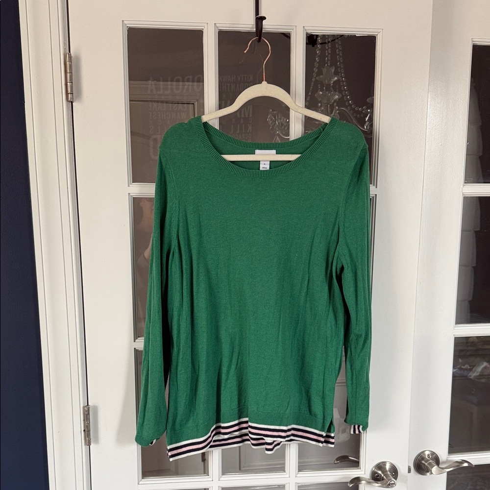 Old Navy Green Sweater with Striped Detail